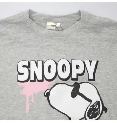 Γυναικείο Βαμβακερό Νυχτικό Snoopy "All Star" - Γκρι Μελανζέ (YE35050) - Γυναικεία νυχτικά
