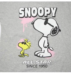 Γυναικείο Βαμβακερό Νυχτικό Snoopy "All Star" - Γκρι Μελανζέ (YE35050)