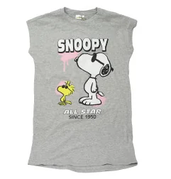Γυναικείο Βαμβακερό Νυχτικό Snoopy "All Star" - Γκρι Μελανζέ (YE35050) - Γυναικεία νυχτικά