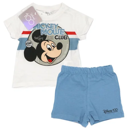 Βρεφικό καλοκαιρινό Σετ Disney 100 Years of Wonder "Mickey Mouse Club" - Λευκό/Μπλε - 100% Βαμβάκι (WE0045 White) - Καλοκαιρι...