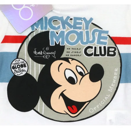 Βρεφικό καλοκαιρινό Σετ Disney 100 Years of Wonder "Mickey Mouse Club" - Λευκό/Μπλε - 100% Βαμβάκι (WE0045 White)