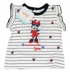 Βρεφικό καλοκαιρινό Σετ Minnie Mouse "Summer at the Sea" - Ριγέ & Navy Σορτς - 100% Βαμβάκι (UE0074)