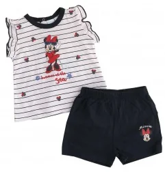 Βρεφικό καλοκαιρινό Σετ Minnie Mouse "Summer at the Sea" - Ριγέ & Navy Σορτς - 100% Βαμβάκι (UE0074) - Καλοκαιρινά Σετ