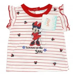 Βρεφικό καλοκαιρινό Σετ Minnie Mouse "Summer at the Sea" - Ριγέ & Κόκκινο Σορτς - 100% Βαμβάκι (UE0074)