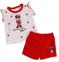 Βρεφικό καλοκαιρινό Σετ Minnie Mouse "Summer at the Sea" - Ριγέ & Κόκκινο Σορτς - 100% Βαμβάκι (UE0074) - Καλοκαιρινά Σετ