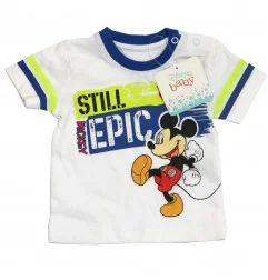Βρεφικό Σετ Mickey Mouse "Still Epic" - Λευκό T-Shirt & Μπλε Σορτς - 100% Βαμβάκι (DIS BMB 51 12 9698 white) - Καλοκαιρινά Σετ