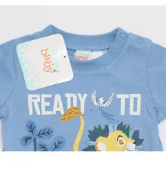 Βρεφικό Σετ Lion King "Ready to Roar" - Σιέλ Μπλούζα & Σορτς - 100% Βαμβάκι (WE0037 Blue) - Καλοκαιρινά Σετ