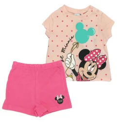 Βρεφικό Σετ Minnie Mouse 100% Βαμβάκι - Πουά Ροζ & Φούξια (WE0055 Pink) - Καλοκαιρινά Σετ
