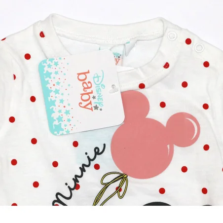 Βρεφικό Σετ Minnie Mouse - 100% Βαμβάκι - Λευκή Πουά Μπλούζα & Κόκκινο Σορτς (WE0055 Red)