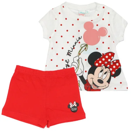 Βρεφικό Σετ Minnie Mouse - 100% Βαμβάκι - Λευκή Πουά Μπλούζα & Κόκκινο Σορτς (WE0055 Red) - Καλοκαιρινά Σετ