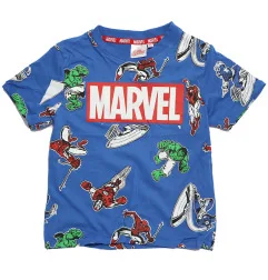 Παιδικό T-shirt Marvel Avengers All-Over Print - Μπλε- 100% Βαμβάκι (YE10015 Blue) - Κοντομάνικα μπλουζάκια