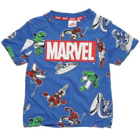 Παιδικό T-shirt Marvel Avengers All-Over Print - Μπλε- 100% Βαμβάκι (YE10015 Blue) - Κοντομάνικα μπλουζάκια