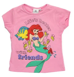 Παιδικό T-shirt Disney Princess Ariel "Life's Better with Friends" – Ροζ - 100% Βαμβάκι (YE10383.Pink) - Κοντομάνικα μπλουζάκια