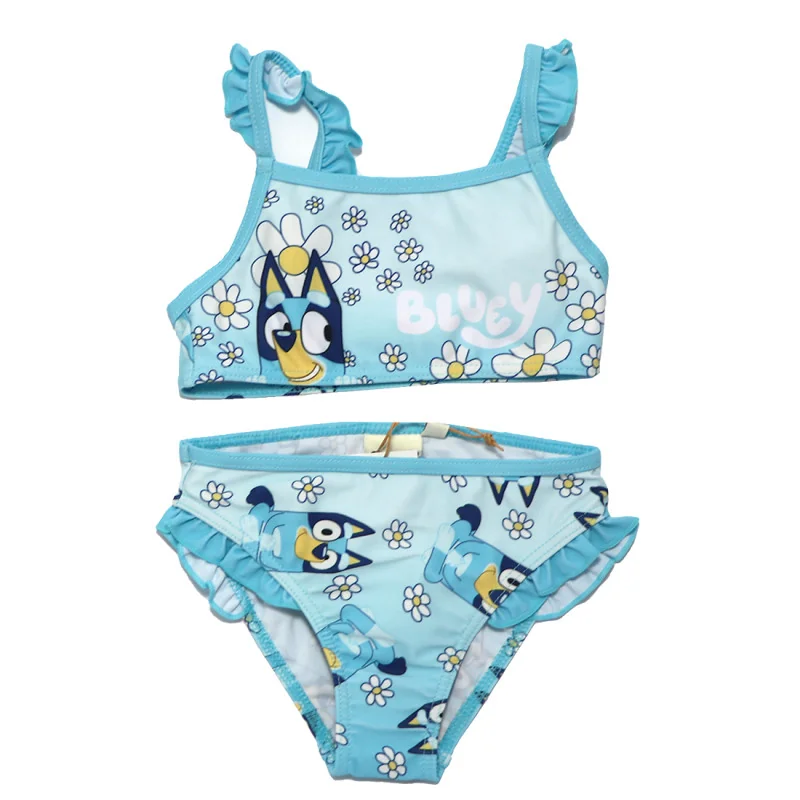 Παιδικό Μαγιό Μπικίνι Bluey "Daisy Days" – Γαλάζιο με Βολάν & Floral Σχέδια (YE18004. BLUE)