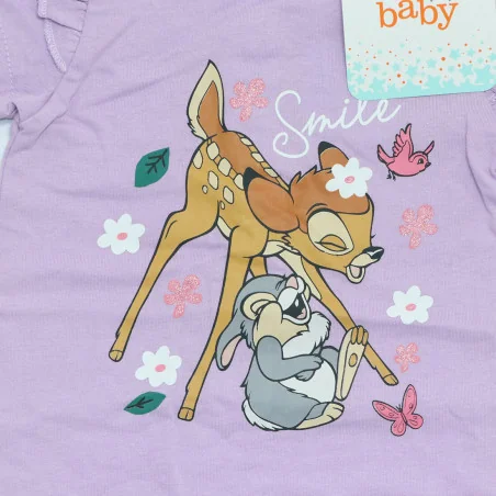 Βρεφικό Καλοκαιρινό Φορμάκι Disney Baby Bambi "Smile" – Λιλά με Βολάν (WE0017 Purple)