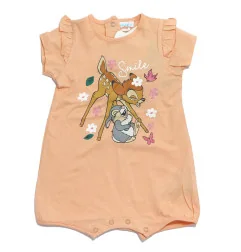 Βρεφικό Καλοκαιρινό Φορμάκι Disney Baby Bambi "Smile" – Σομόν με Βολάν -100% Βαμβάκι (WE0017 Peach) - Καλοκαιρινά φορμάκια