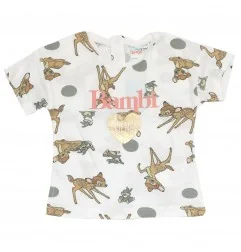 Βρεφική Κοντομάνικη Μπλούζα Disney Baby Bambi & Friends – All-over Print - 100% Βαμβάκι (EV0091 white) - Κοντομάνικα μπλουζάκια