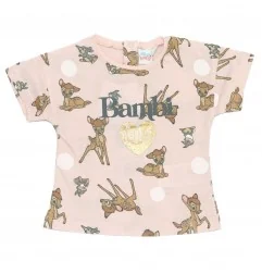 Βρεφική Κοντομάνικη Μπλούζα Disney Baby Bambi & Thumper "Best Friends" – Ανοιχτό Ροζ -100% Βαμβάκι (EV0091 pink) - Κοντομάνικ...