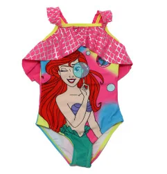 Παιδικό Ολόσωμο Μαγιό Disney Princess Ariel "Secrets of the Tides" – Φούξια & Κίτρινο με Βολάν (YE18210.Fushia) - Ολόσωμα μαγιό