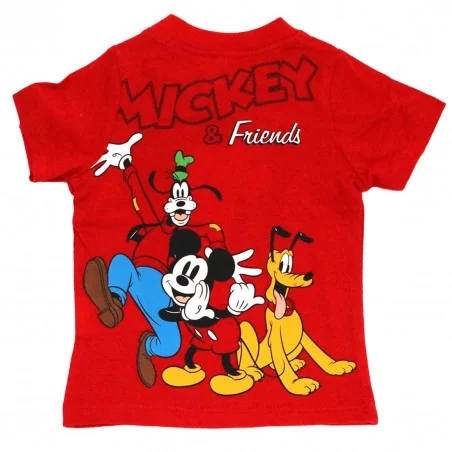 Βρεφικό Κοντομάνικο Μπλουζάκι Disney Mickey & Friends – Κόκκινο με Κουμπάκια (100% Βαμβάκι) (EV0067 red)