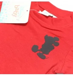 Βρεφικό Κοντομάνικο Μπλουζάκι Disney Mickey & Friends – Κόκκινο με Κουμπάκια (100% Βαμβάκι) (EV0067 red) - Κοντομάνικα μπλουζ...