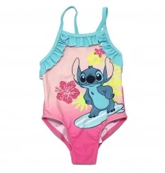 Βρεφικό Ολόσωμο Μαγιό Disney Stitch "Aloha Vibes" – Ροζ/Τυρκουάζ με Βολάν (YE05014 PINK) - Βρεφικά μαγιό