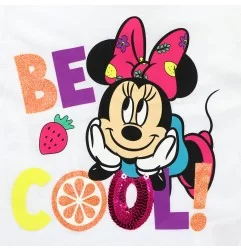 Παιδικό Σετ Disney Minnie Mouse "Be Cool" – Λευκό T-Shirt με Παγιέτες & Ροζ Φούστα -100% Βαμβάκι (YE10110 White) - Καλοκαιριν...