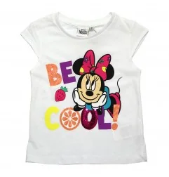 Παιδικό Σετ Disney Minnie Mouse "Be Cool" – Λευκό T-Shirt με Παγιέτες & Ροζ Φούστα -100% Βαμβάκι (YE10110 White)