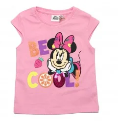 Παιδικό Σετ Disney Minnie Mouse "Be Cool" – Ροζ T-Shirt με Παγιέτες & Λευκή Φούστα -100% Βαμβάκι (YE10110 Pink)