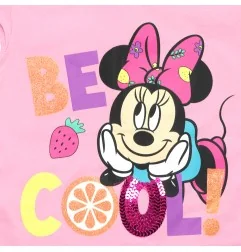 Παιδικό Σετ Disney Minnie Mouse "Be Cool" – Ροζ T-Shirt με Παγιέτες & Λευκή Φούστα -100% Βαμβάκι (YE10110 Pink) - Καλοκαιρινά...