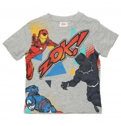 Παιδική Κοντομάνικη Μπλούζα Marvel Avengers "ZOK!" – Γκρι - 100% Βαμβάκι (YE10018GREY) - Κοντομάνικα μπλουζάκια