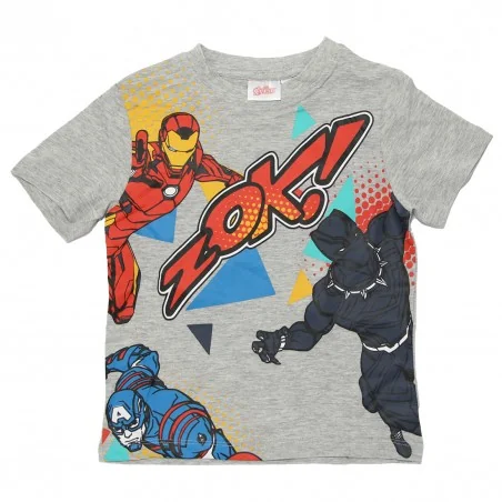 Παιδική Κοντομάνικη Μπλούζα Marvel Avengers "ZOK!" – Γκρι - 100% Βαμβάκι (YE10018GREY) - Κοντομάνικα μπλουζάκια
