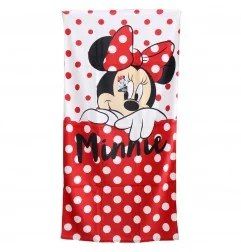 Παιδική Πετσέτα Θαλάσσης "Minnie Mouse Red Polka Dot" - 100% Βαμβακερή - 70x140εκ. (YE18242) - Πετσέτες Βαμβακερές