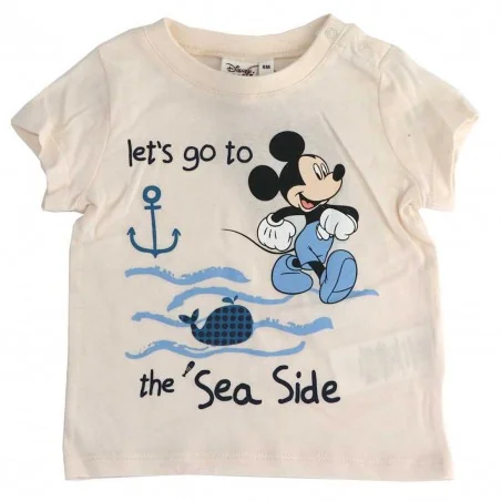 Βρεφικό Μπλουζάκι Disney Baby "Let's Go to the Sea Side" - 100% Οργανικό Βαμβάκι - Εκρού (UE0034 ECRU) - Κοντομάνικα μπλουζάκια