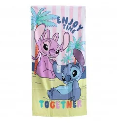 Παιδική Πετσέτα Θαλάσσης "Stitch & Angel Together" - 100% Βαμβακερή - 70x140εκ. (YE18240) - Πετσέτες Βαμβακερές