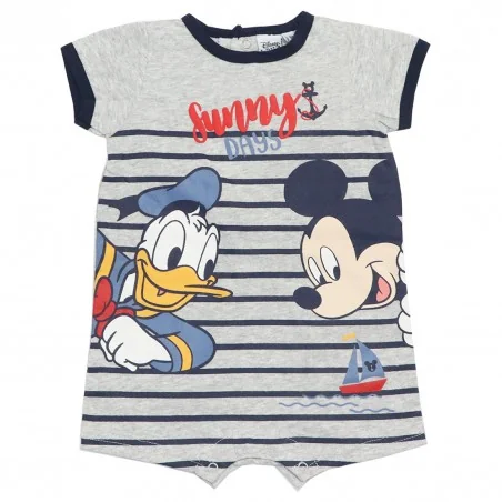 Βρεφικό Φορμάκι Mickey & Donald "Sunny Days" – Disney - 100% Οργανικό Βαμβάκι – Γκρι (WE0029.BIO Grey) - Καλοκαιρινά φορμάκια