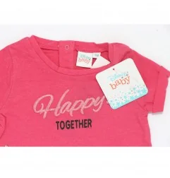 Βρεφικό Κοντομάνικο Μπλουζάκι Disney Baby "Happy Together" – Φούξια -100% Βαμβάκι (EV0094 fux) - Κοντομάνικα μπλουζάκια
