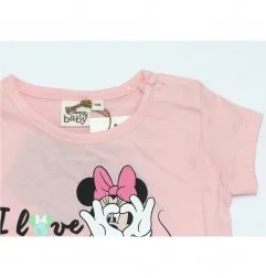 Βρεφικό Κοντομάνικο Μπλουζάκι Disney Baby "Minnie Mouse – I Love My Planet" – Ροζ - 100% Οργανικό Βαμβάκι (UE0069 PINK)