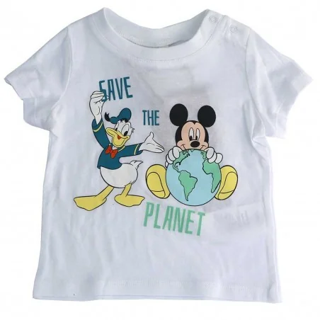 Βρεφικό Κοντομάνικο Μπλουζάκι Disney Baby "Mickey & Donald – Save the Planet" -100% Οργανικό Βαμβάκι (UE0057) - Κοντομάνικα μ...