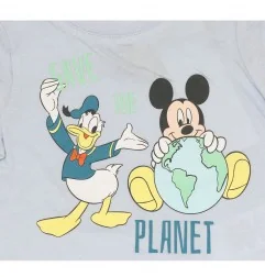 Βρεφικό Κοντομάνικο Μπλουζάκι Disney Baby "Mickey & Donald – Save the Planet" – Σιέλ - 100% Οργανικό Βαμβάκι (UE0057 Blue) - ...