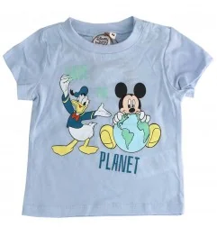 Βρεφικό Κοντομάνικο Μπλουζάκι Disney Baby "Mickey & Donald – Save the Planet" – Σιέλ - 100% Οργανικό Βαμβάκι (UE0057 Blue) - ...