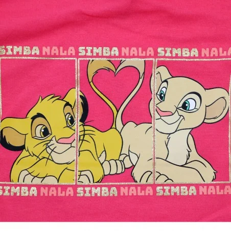Παιδικό Βαμβακερό Κοντομάνικο Μπλουζάκι Disney Classics "Lion King - Simba & Nala" – Φούξια (YE10255.FUSHIA)