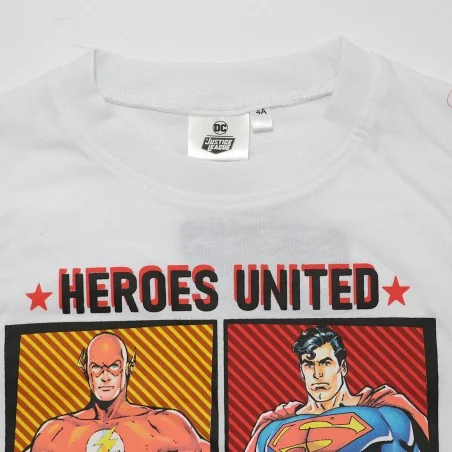Παιδικό Βαμβακερό Κοντομάνικο Μπλουζάκι Justice League "Heroes United" – Λευκό (YE10252.white)