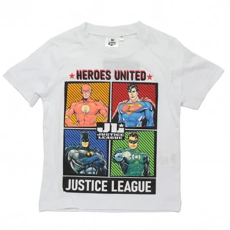 Παιδικό Βαμβακερό Κοντομάνικο Μπλουζάκι Justice League "Heroes United" – Λευκό (YE10252.white) - Κοντομάνικα μπλουζάκια