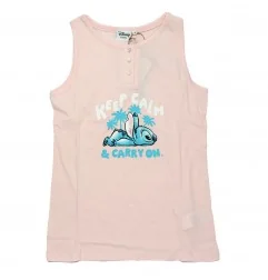 Γυναικεία Καλοκαιρινή Πιτζάμα Disney "Stitch - Keep Calm" – Σετ Αμάνικο & Σορτς 100% Βαμβάκι (ΥΕ36004PINK) - Γυναικείες Πιτζάμες