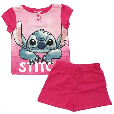 Παιδική Καλοκαιρινή Πιτζάμα Disney "Lilo & Stitch" – Σετ με Κοντό Μανίκι & Σορτς 100% Βαμβάκι (YE20022FUSHIA) - Πιτζάμες Καλο...