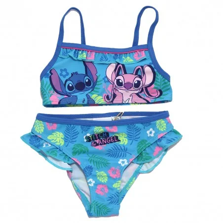 Παιδικό Μαγιό Μπικίνι Disney "Stitch & Angel" – Τροπικό Σχέδιο με Βολάν - Μπλε (YE18213BLUE) - Μπικίνι