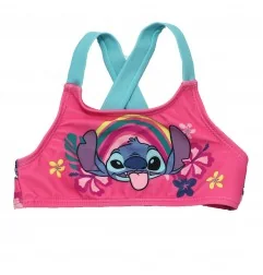 Παιδικό Μαγιό Μπικίνι Disney "Stitch" – Φούξια Τροπικό Σχέδιο με Χιαστί Πλάτη (YE18062PINK)
