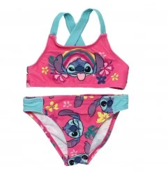 Παιδικό Μαγιό Μπικίνι Disney "Stitch" – Φούξια Τροπικό Σχέδιο με Χιαστί Πλάτη (YE18062PINK) - Μπικίνι