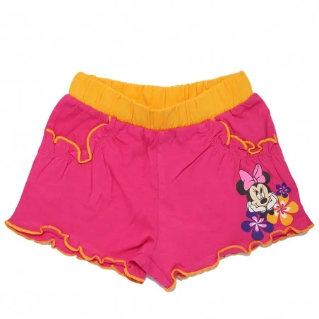 Παιδικό Σορτς Disney "Minnie Mouse" – 100% Οργανικό Βαμβακερό με Βολάν - Φούξια / Πορτοκαλί (YE10431.FUSHUA) - Σορτς/ Βερμούδες
